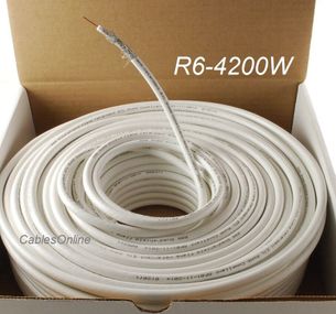 200ft RG6 Quad-Shield Flame Retardant PVC CM Rated Jacket Coax Cable, White