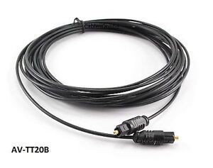 20ft Fiber Optic Toslink to Toslink OD/2.2mm Digital Audio Slim Type Cable