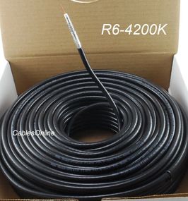 200ft RG6 Quad-Shield Flame Retardant PVC CM Rated Jacket Coax Cable, Black