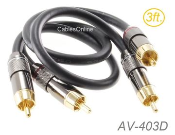 3ft High Quality Dual RCA Male to Male Coax Audio Cable