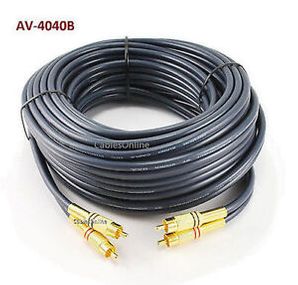 40ft 2-RCA to 2-RCA Gold-Plated Male to Male DJ/Mixer/Stereo System Audio Cable