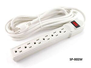 6 Outlet Surge Protector 90J / 15AMP Power Strip w/ 12ft Cable, White
