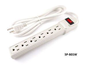 6 Outlet Surge Protector 90J / 15AMP Power Strip w/ 6ft Cable, White