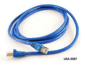 7ft Shielded CAT6A Network STP 500MHz Bare Copper Ethernet RJ45 Patch Cable