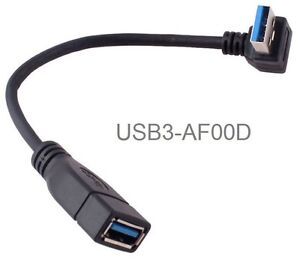8in USB 3.0 A-Male Down-Angle to A-Female Short Extension Cable