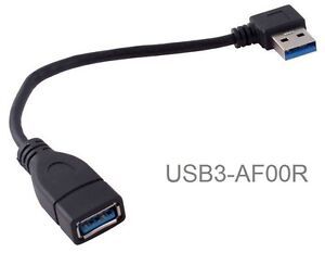 8in USB 3.0 A-Male Right-Angle to A-Female Short Extension Cable