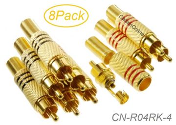 8-Pack RCA Solder Type Gold Plated Connector w/Spring Strain Relief