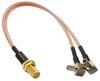 7in SMA Female Bulkhead Jack to 2x TS9 Male Right-Angle RG316 Y-Cable