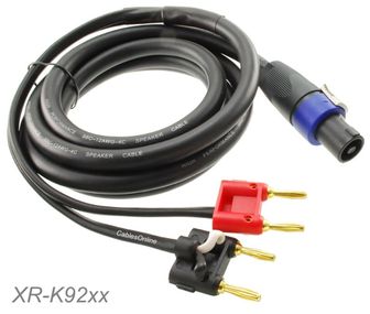 25ft 12AWG 4-Pole Neutrik SpeakOn to 2-Dual Banana Premium Speaker Cable