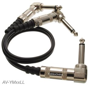 25ft 1/4" TS Mono Plug to Dual 1/4" TS Mono Plugs Right-Angle Audio Splitter Cable