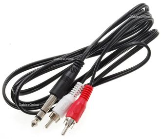 1/4" TRS Stereo Male to 2-RCA (Left/Right) Male Audio Cable