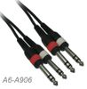6ft Dual 1/4" TRS Stereo Male to Male Flexible Noise Free Audio Zip-Type Cable