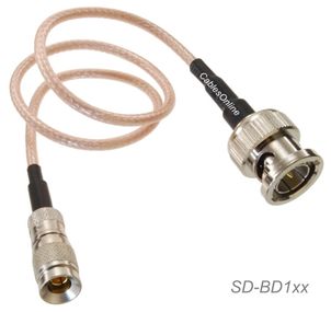 20ft BNC Male to DIN 1.0/2.3 Male 75&#937; RG179 HD SDI Coax Flexible Jumper Cable