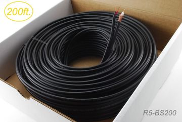 200ft Siamese RG59/U 95% 2-Conductor/18AWG Copper CCTV Bulk Cable, Black