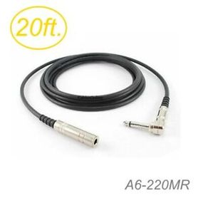 20ft Premium 1/4" (6.3mm) Female to Male Right-Angle Mono Audio Extension Cable