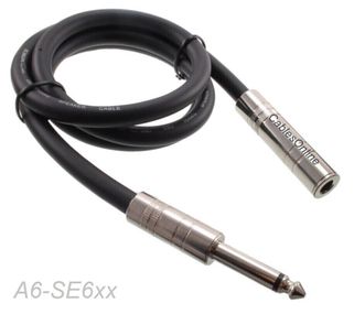 2ft 1/4" Mono TS Male to Female Speaker Audio Extension 16AWG 8.2mm OD Cable