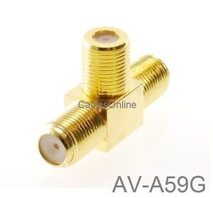F-Type Connector Female to 2-Female Gold-Plated T-Splitter