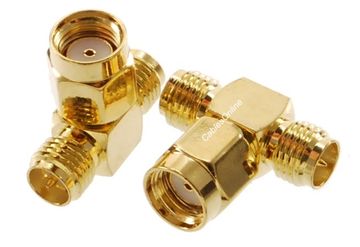 RP-SMA Male to 2x RP-SMA Female RF Antenna T-Adapter