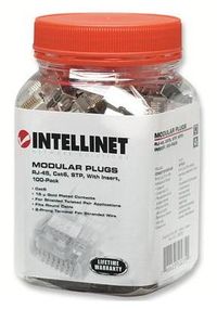 Shielded CAT.6 RJ45 Plugs, 100-Pack in a Jar, Intellinet 502351