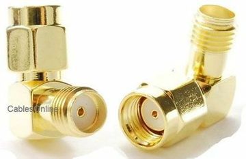 SMA Female To RP-SMA (Reverse-Polarity) Male Right-Angle Adapter