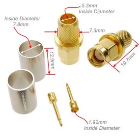 SMA Male Crimp Type RF Connectors for RG5, RG6, LMR300 Coax Wire