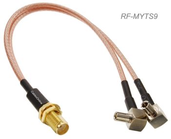 SMA Female Bulkhead Jack to 2x TS9 Male Right-Angle RG316 Y-Cable