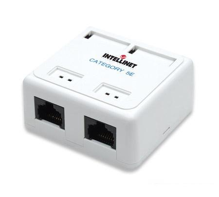 Surface Mount Box With 2 110 Type CAT.5e Keystone Jacks, White