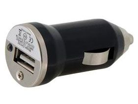 Black USB Mini Car Charger 1000mA Travel Adapter