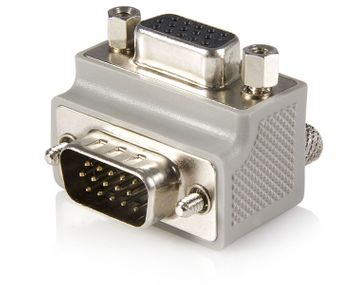 VGA HD15 Male to VGA HD15 Female Right Angle Adapter, Type 1