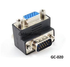 VGA (HD15 Pin) 90-Degree Male to Female Right Angle Video Adapter