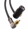 2ft Low-Profile Right-Angle 3-Pin XLR Female to Right-Angle RCA Male Cable