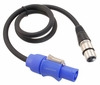 3ft PowerCon Blue to 3-Pin XLR Female DC Power Cable, Pin1 (-), Pin2 (+), Pin3 (NC)