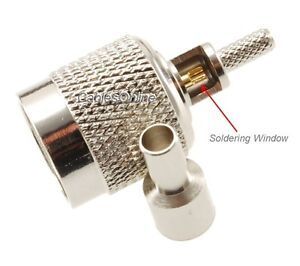 TNC Male Crimp Type w/ Solder-window RF Connector for RG316/RG174/LMR100 Coax
