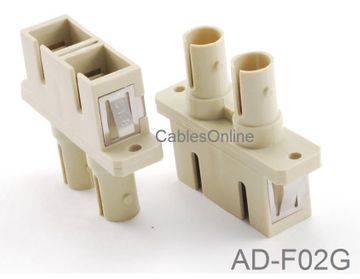 ST to SC Male-Male Duplex Fiber Optic Adapter, Gray