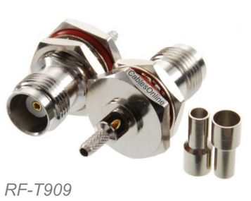 TNC Female Bulkhead Crimp Connector w/Solder-window for RG316/RG174/LMR100 Coax