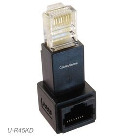 RJ45 Cat5e/Cat6 Male/Female 90 Right Angle Black Adapter