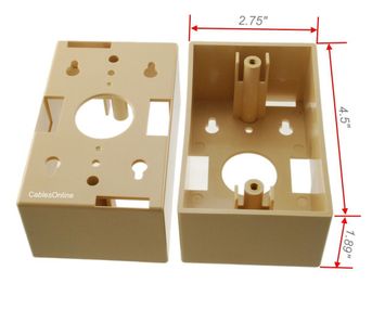 Single Gang Surface Mount Junction Box for Face Plate, 1.89" Deep, Ivory