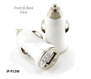 White USB Mini Car Charger 1000mA Travel Adapter, Great Gift