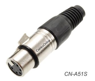 XLR 5-Pin Female Solder Type Silver/Black Metal Connector