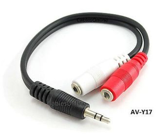 6" 3.5mm Stereo Male to Dual 3.5mm Mono Female Left/Right Adapter Cable