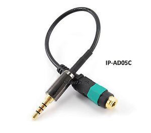 6" Cross Pin 3.5mm Stereo TRRS 4-Conductor M to F iPhone Headset Cable Adapter