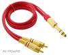 Flexible 1/4" TRS Stereo Male to 2-RCA Left/Right Male Red Audio Cable