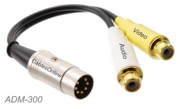 6-inch DIN-7 Male to 2-RCA Female Coleco ADAM to TV Audio/Video Adapter Cable