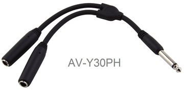 6-inch 1/4" Mono Male to Dual 1/4" Mono Female PigHog Y-Splitter Cable