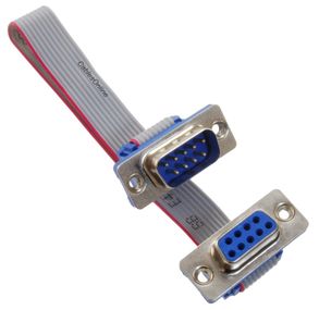6-inches DB9 Male to DB9 Female 9-Conductor 28AWG Straight-Through Serial RS232 Flat Ribbon Cable