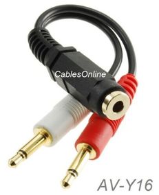 6" 3.5mm Stereo female to Dual 3.5mm Mono Male Left/Right Adapter Cable