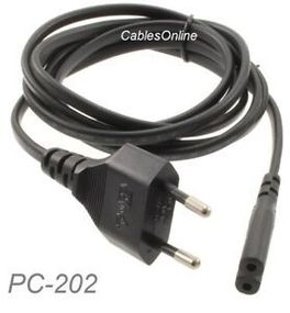 6ft 2Prong Figure8 Replacement European Non-Polarized Computer Power Cord Cable