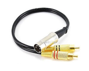 5-Pin DIN to 2-RCA Black Audio Cable