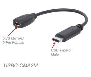 5" USB Type-C Male to USB Micro-B 5-Pin Female USB 2.0 Adapter