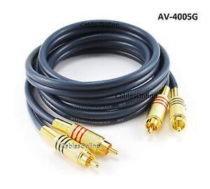 5ft 2-RCA to 2-RCA Gold-Plated Male to Male DJ/Mixer/Stereo System Audio Cable